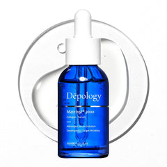 Depology Matrixyl 3000 Serum bottle highlighting anti-aging benefits for smoother skin.