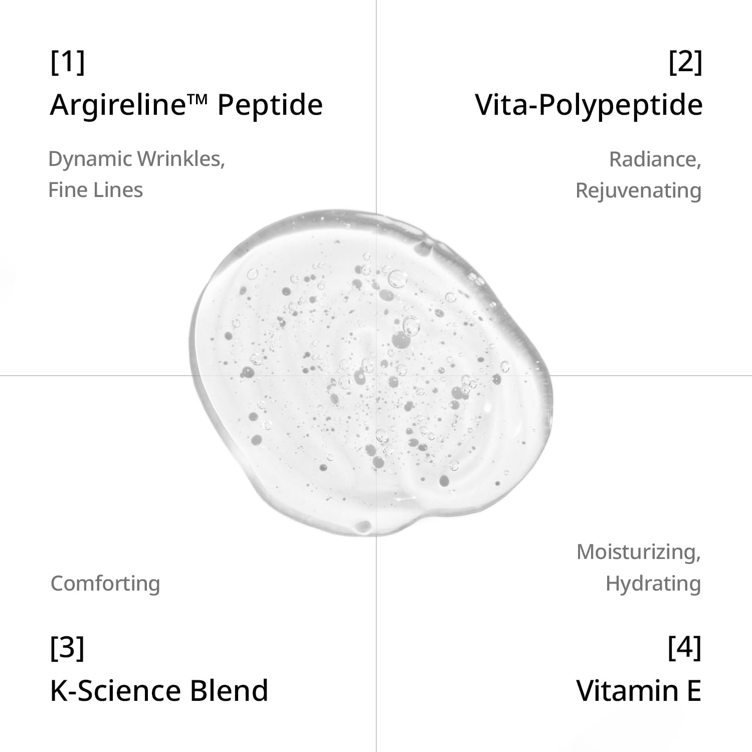 Close-up of hyaluronic acid components in Depology serum for lasting hydration.