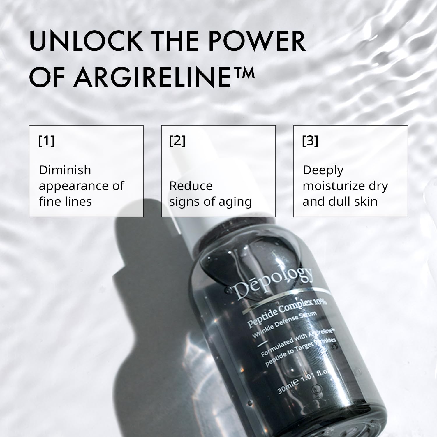 Morning skincare step featuring Depology serum for daily care.
