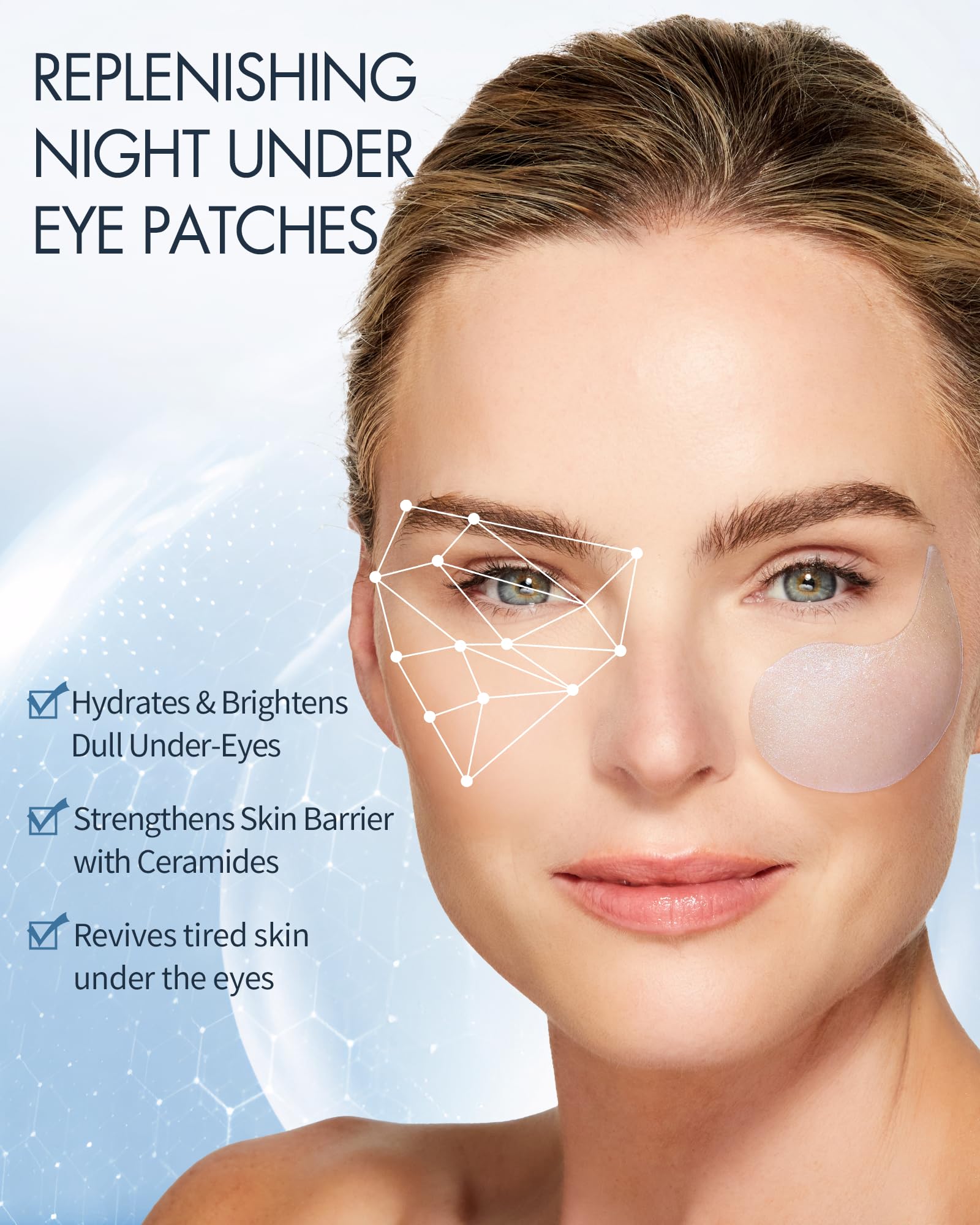 Depology Replenish and Repair packaging image emphasizes convenient night-time patches.