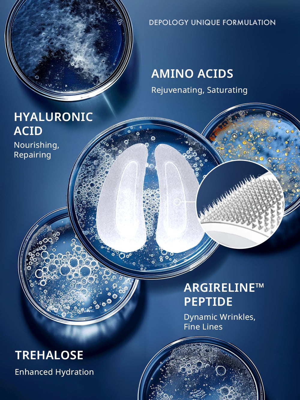 Depology serum-infused darts dissolving into skin for active hydration