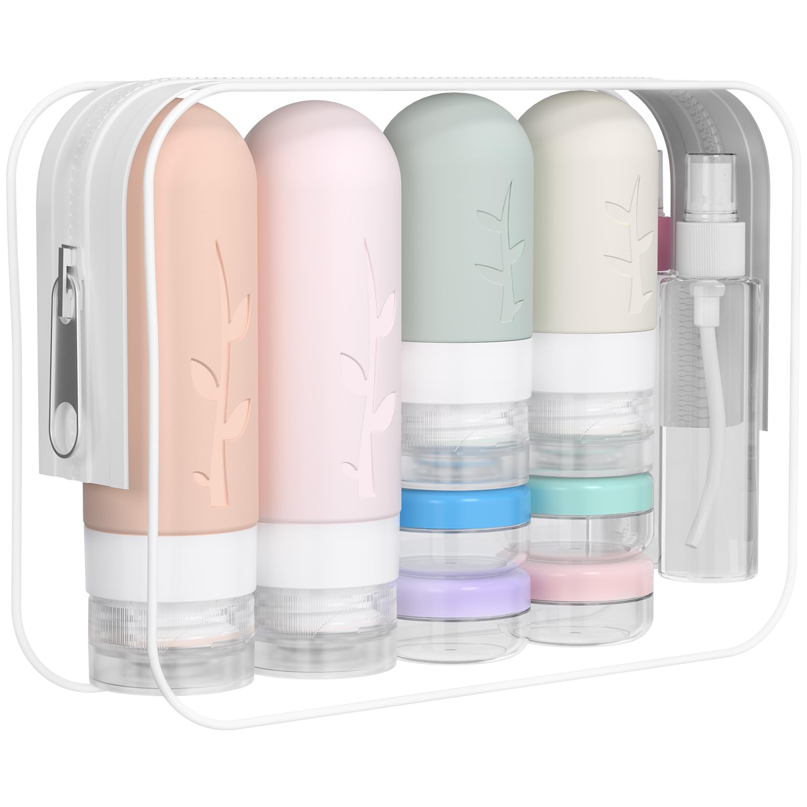 DEPOZA travel bottles set 16-pack box view for organized, spill-free packing