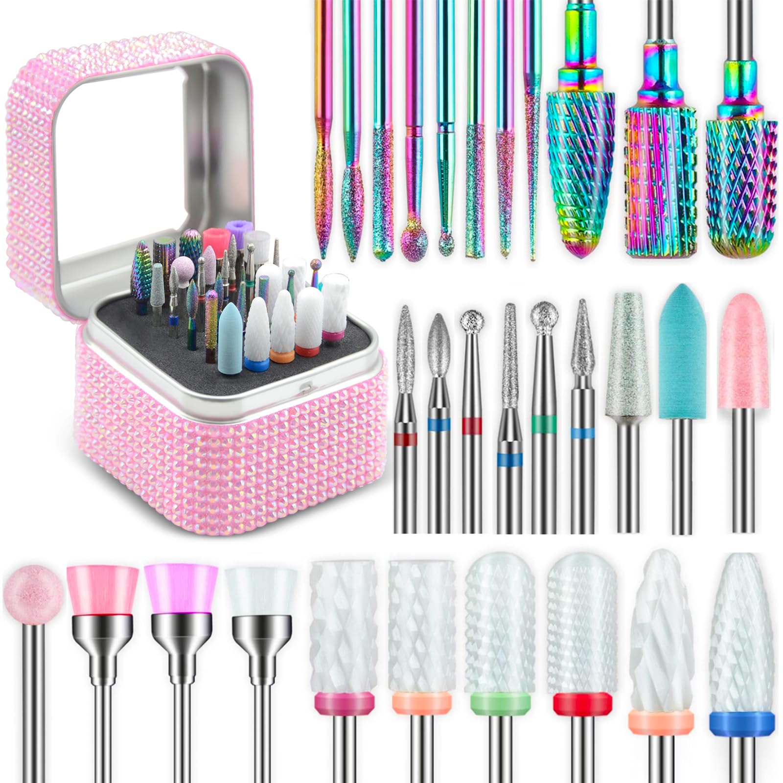 Depvko nail drill bits set with storage case organizes all 30 bits for easy transport.