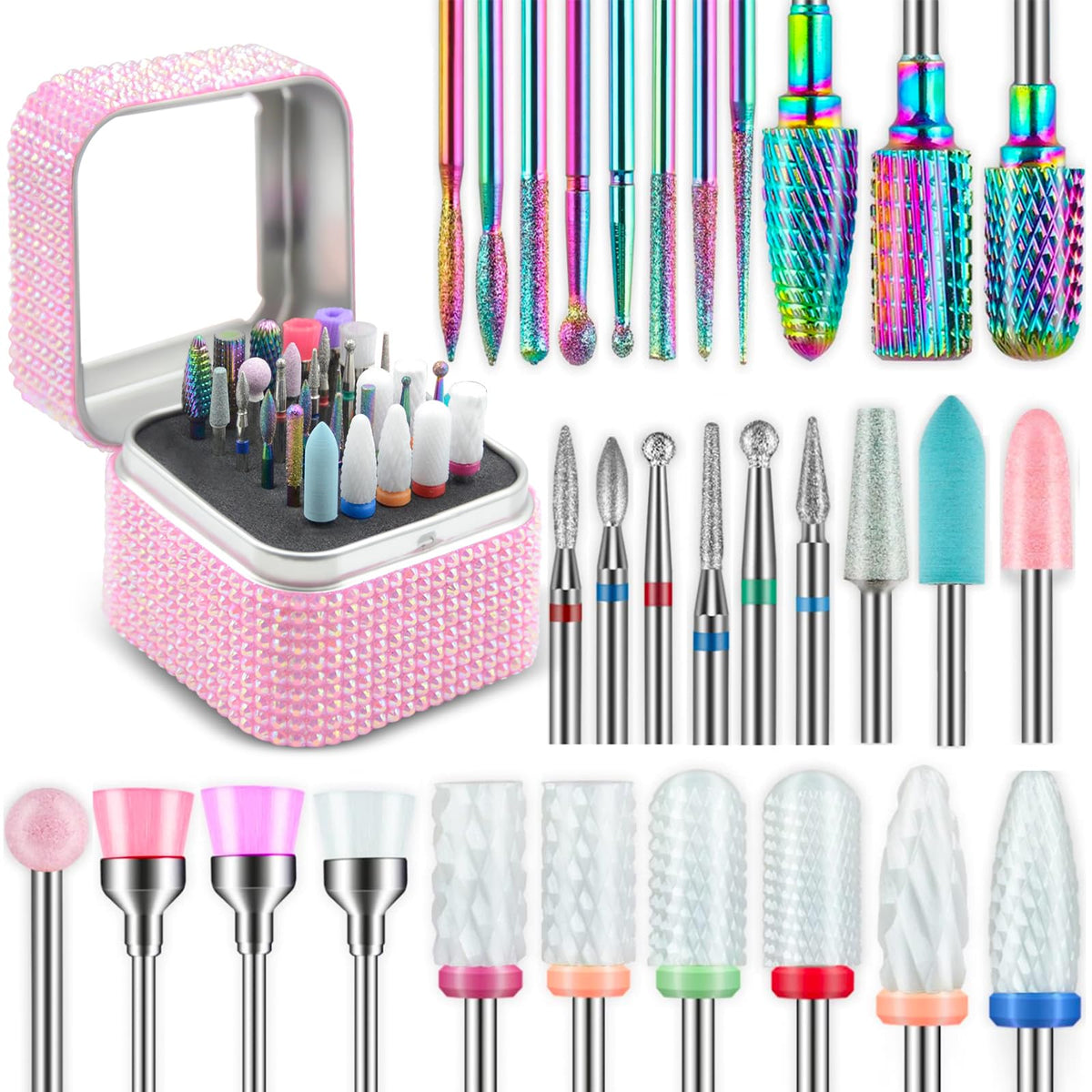 Depvko nail drill bits set with storage case organizes all 30 bits for easy transport.