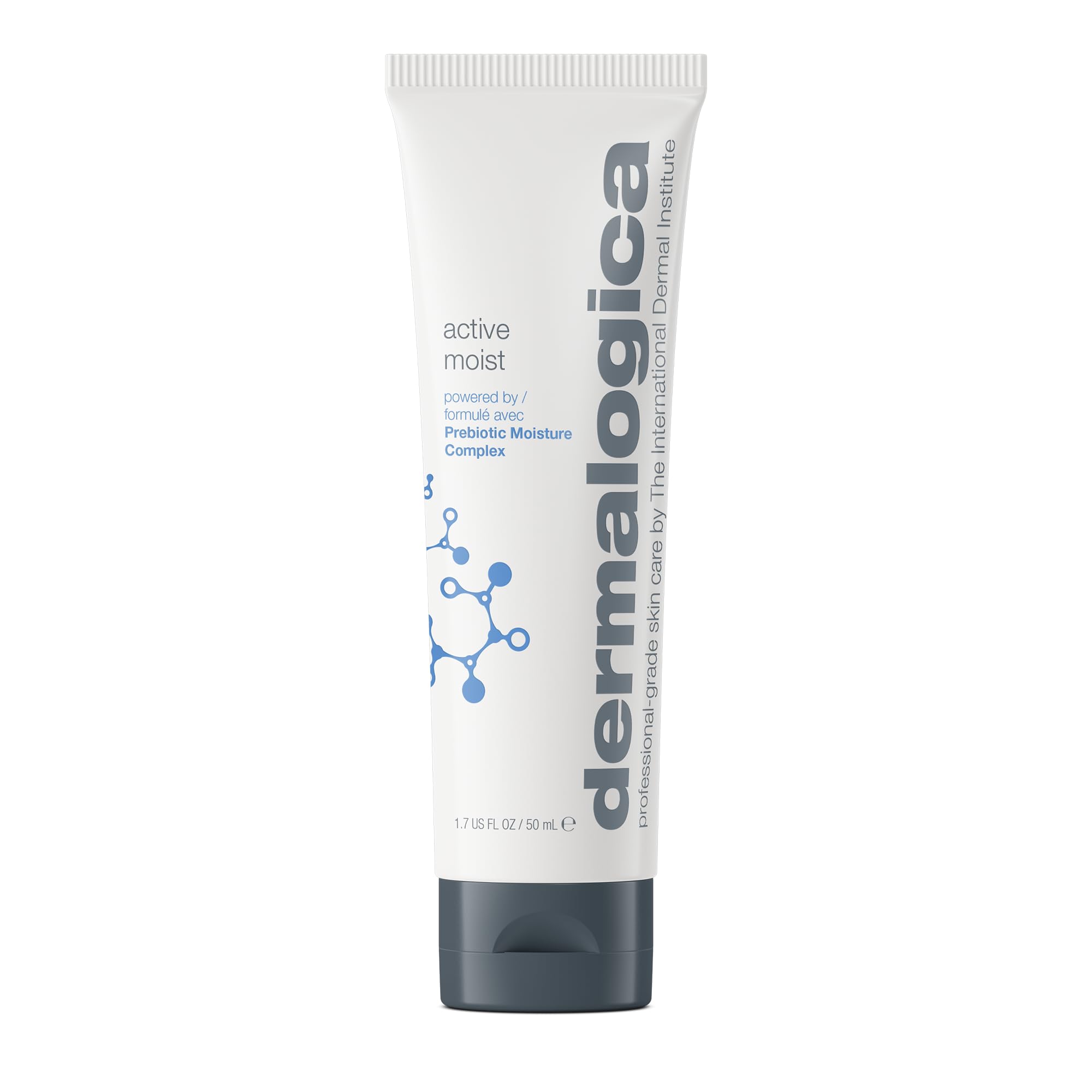 Dermalogica Active Moist bottle front, oil-free hydration for daily comfort.