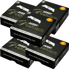 Derby Premium single-edge blades pack showing quantity and packaging for easy refills.