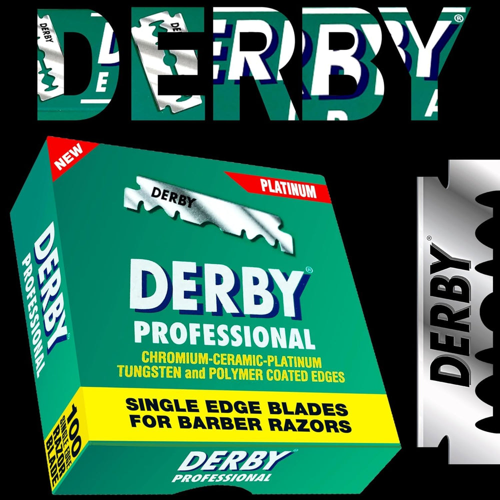 Derby Professional 500-count blades pack for frequent shaving needs.