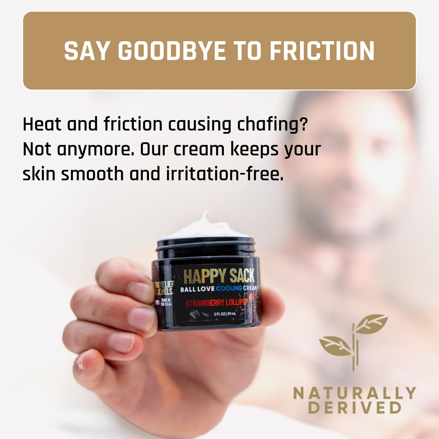 Aluminum-free label of Derm Dude Happy Sack for skin-friendly use