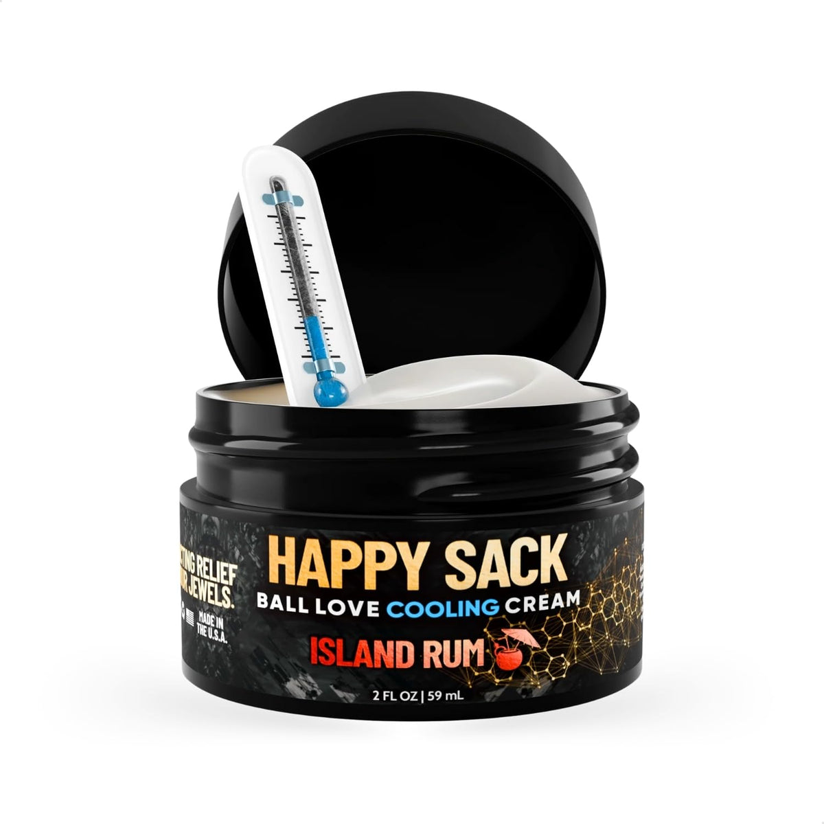 Derm Dude Happy Sack bottle pour shows island rum scent for all-day freshness.