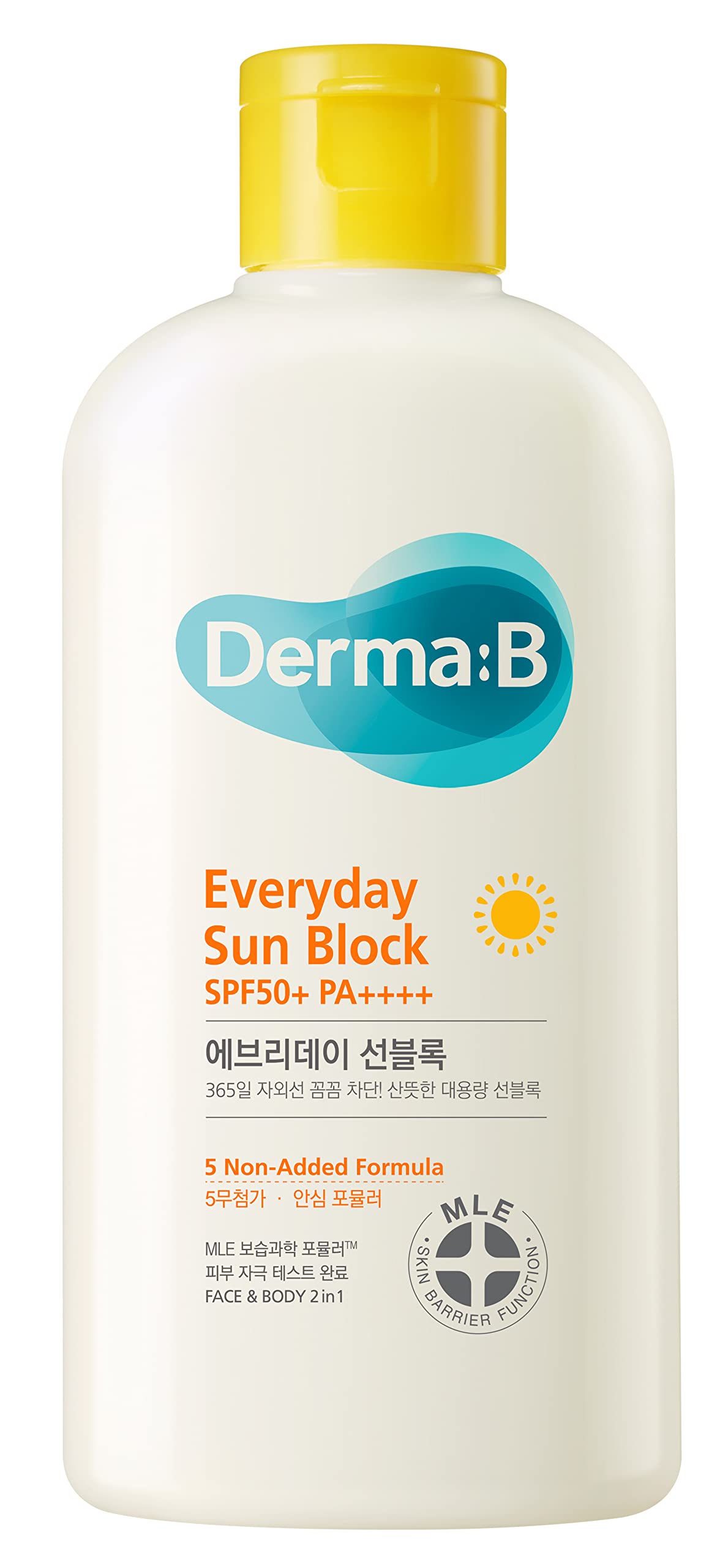 Derma B Everyday Sun Block bottle front showing SPF50+ protection for outdoor wear