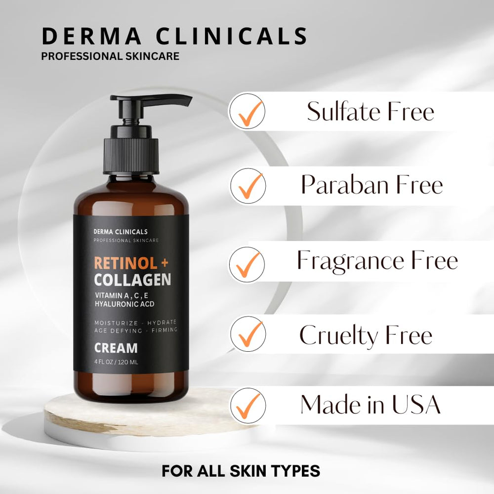 DERMA CLINICALS fragrance-free-label reassures sensitive-skin suitability.