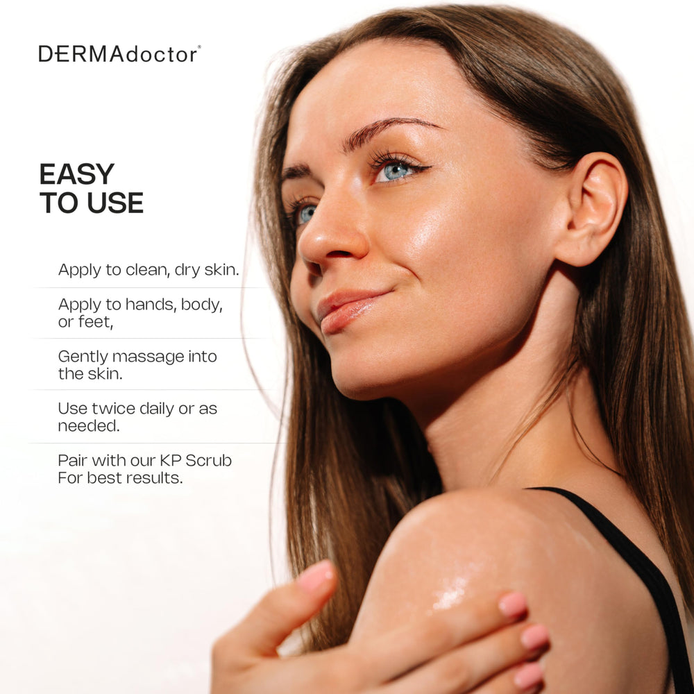 DERMAdoctor KP arm and leg application showing even coverage