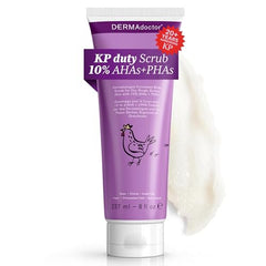 DERMAdoctor KP Bump Eraser bottle closeup showing exfoliating 10% AHAs for KP-prone skin