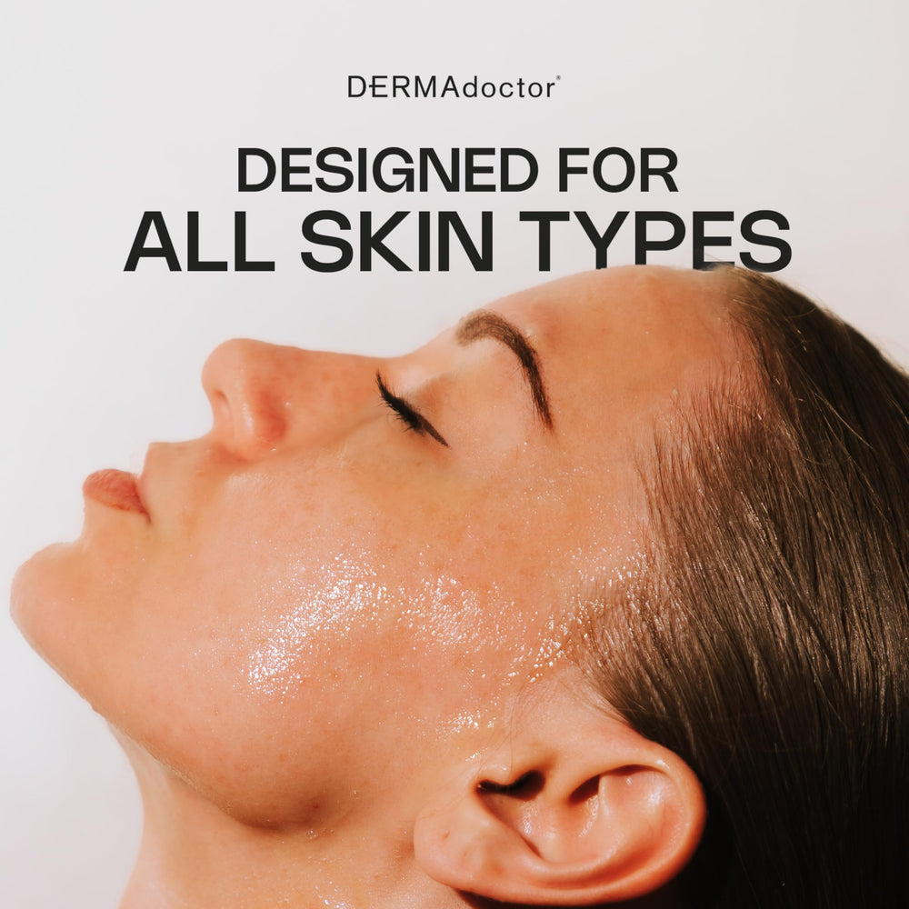 DERMAdoctor Vitamin C Face Wash being applied to dry skin for daily cleansing.