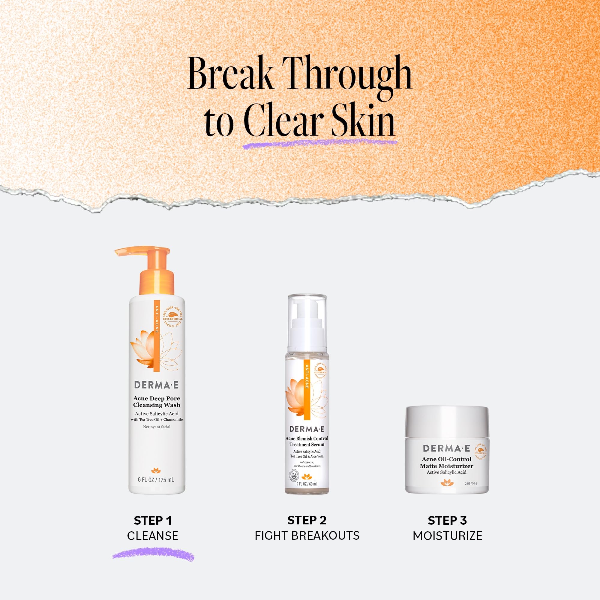 Derma E Acne Deep Pore Cleansing Wash lavender oil balances skin tone and fragrance.