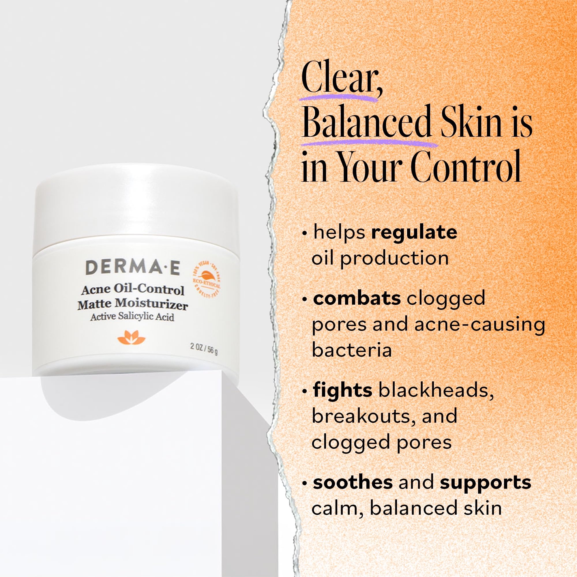 DERMA E moisturizer being applied to the cheek for daytime routine