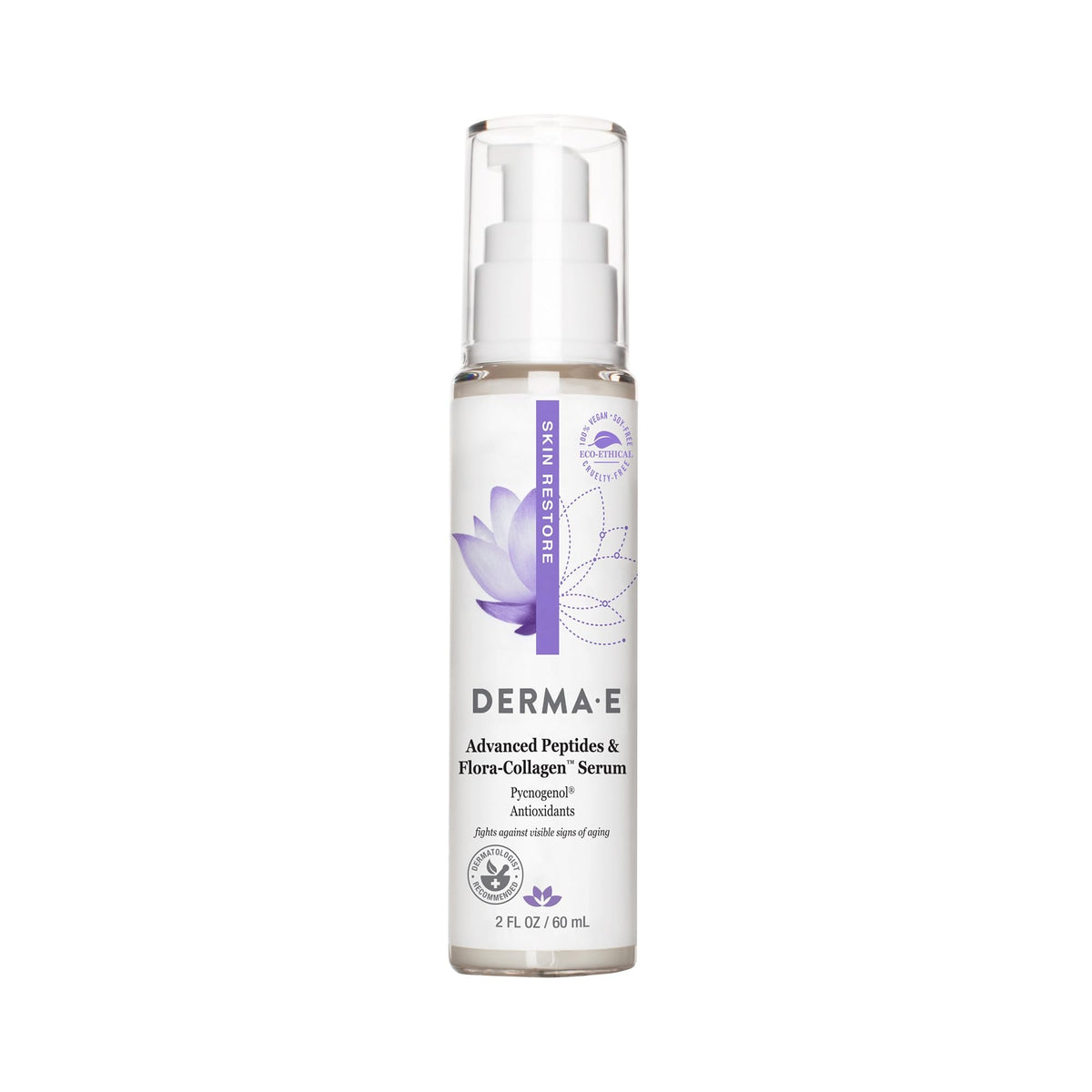 Derma E Advanced Peptides Serum bottle front promotes hydration and smoother skin