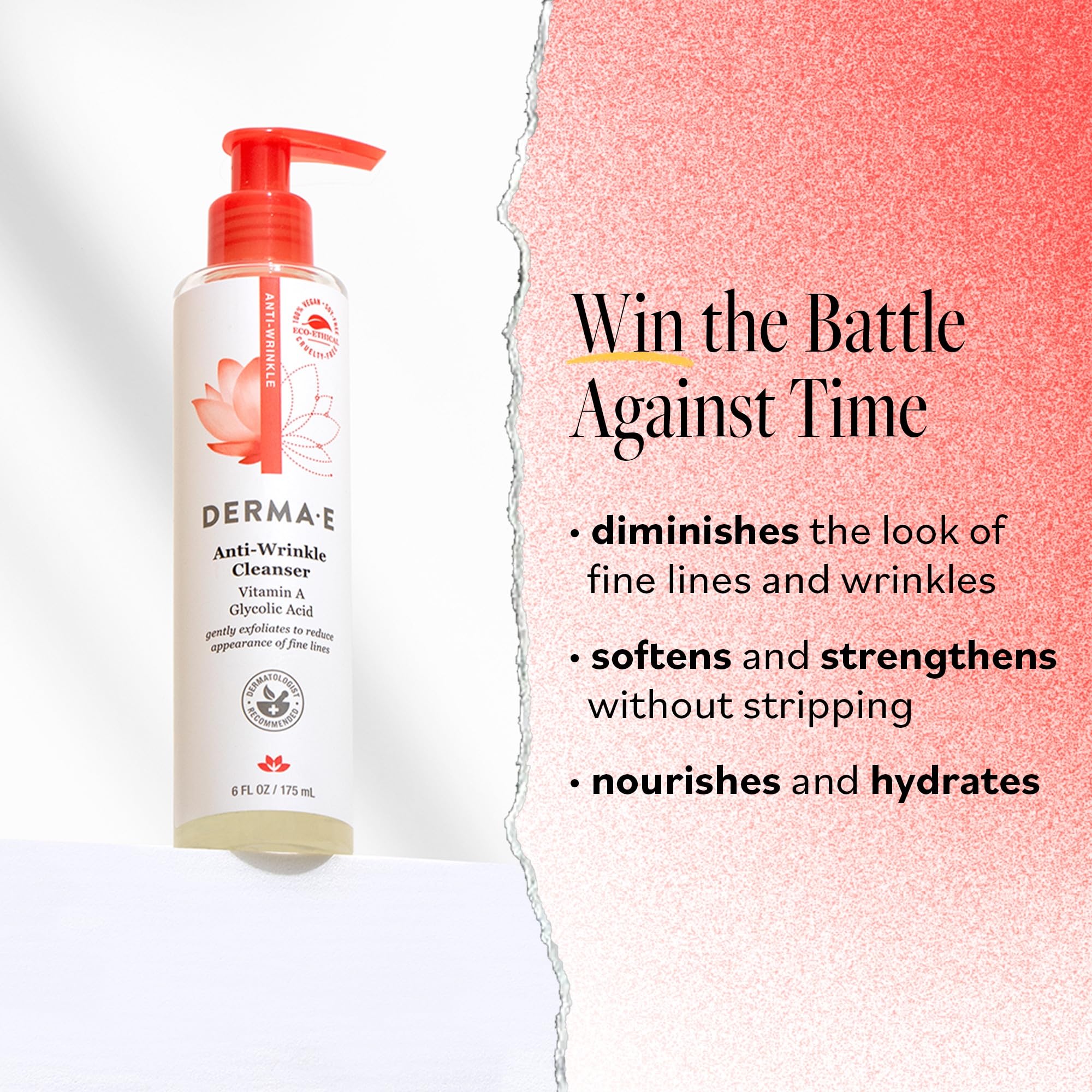 Derma E Anti-Wrinkle Cleanser papaya extract cleanses and exfoliates dead cells.