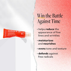 Derma E anti-wrinkle eye treatment application shows quick-absorbing hydration around lids and under eyes.