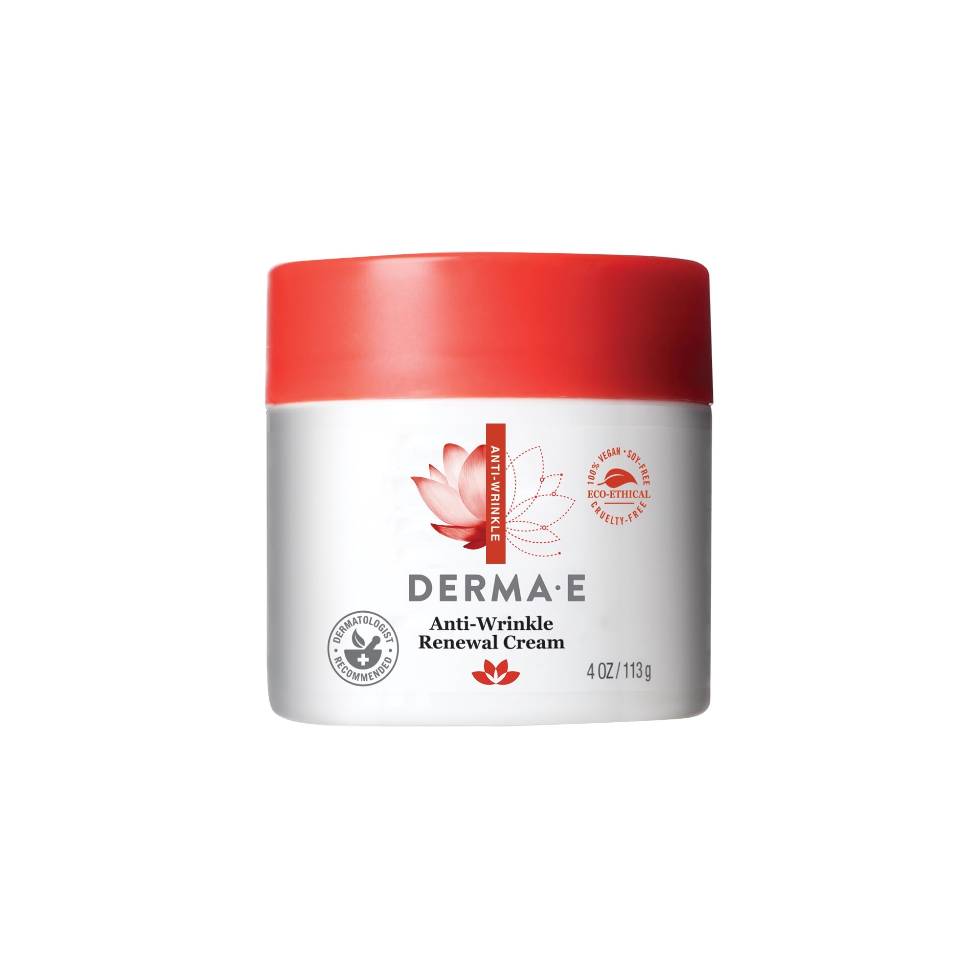 Derma E Anti-Wrinkle Renewal Cream bottle for daily moisturization.