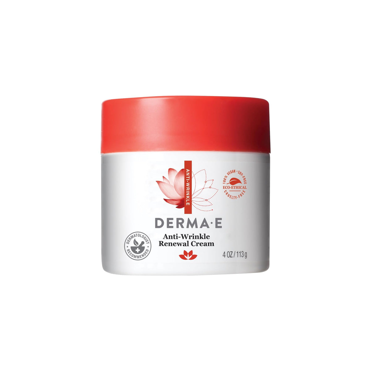 Derma E Anti-Wrinkle Renewal Cream bottle for daily moisturization.