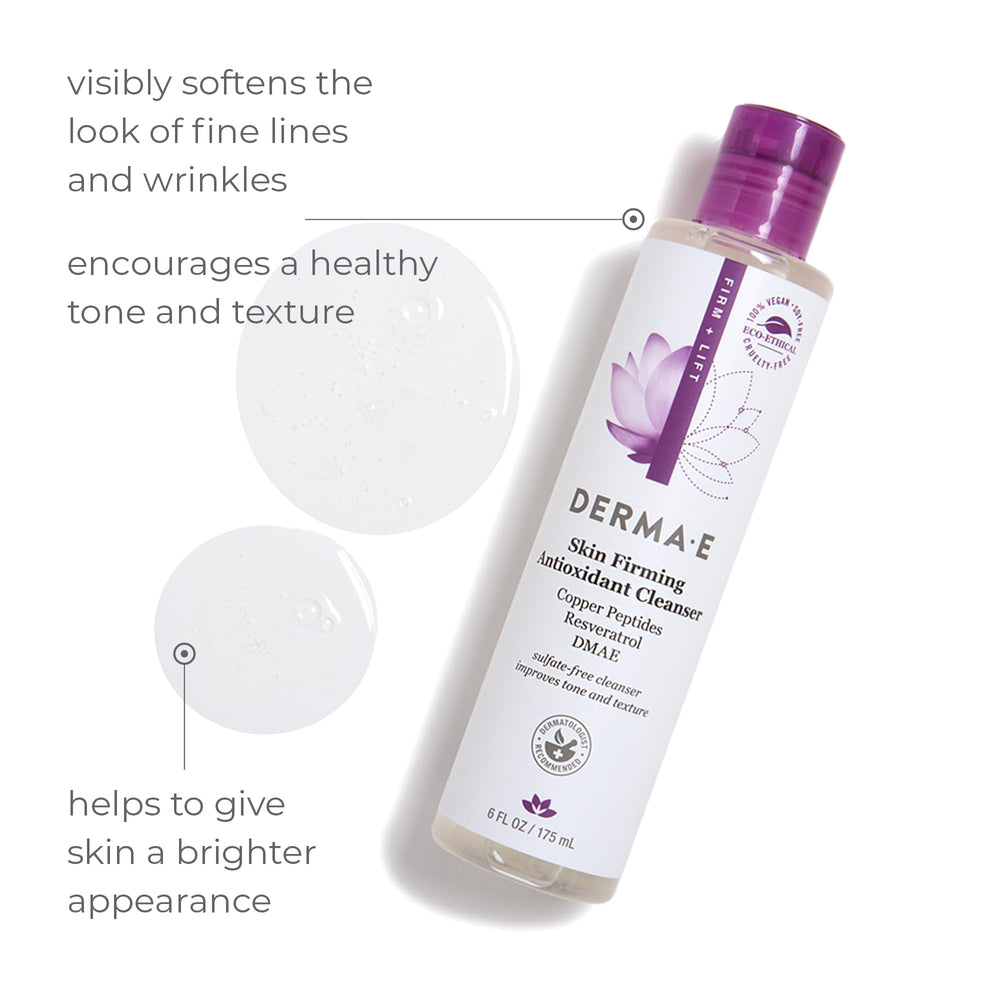 Derma E foam closeup captures creamy texture ideal for calm, hydrating wash.