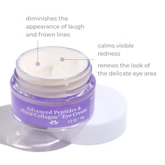Derma E eye cream texture swatch shows creamy, wrinkle-smoothing formula for daily use.