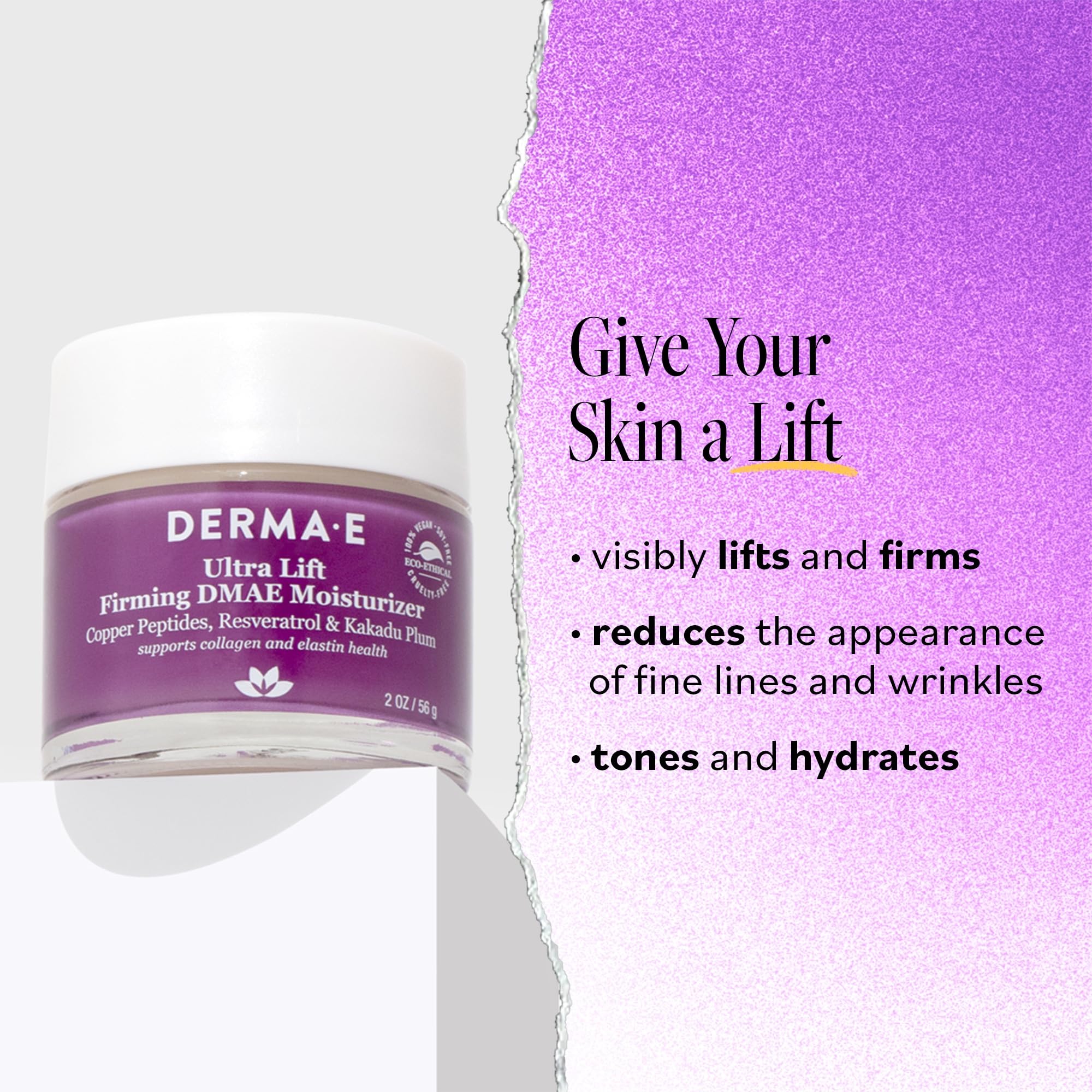 Derma E formula highlights copper peptides and Kakadu plum for antioxidant nourishment.
