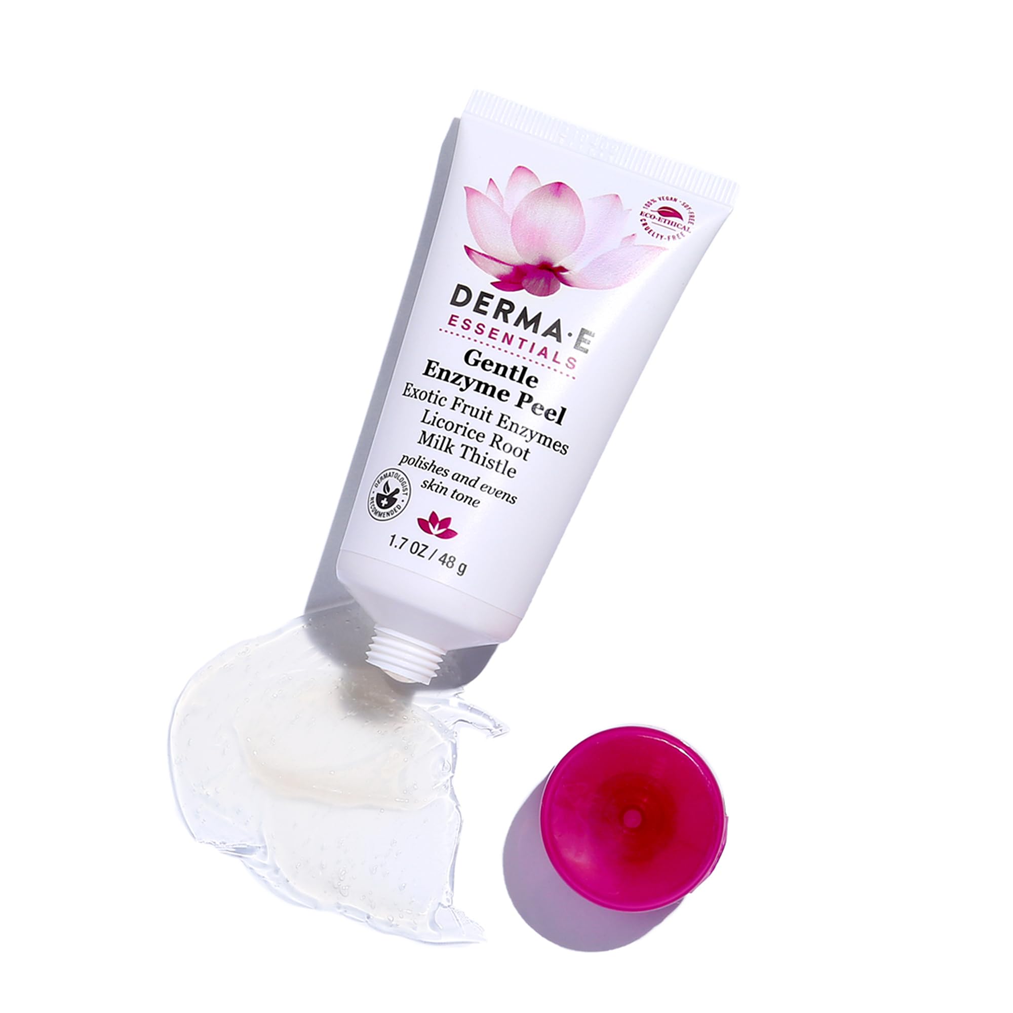 DERMA E Gentle Enzyme Peel milk thistle licorice closeup highlighting brightening ingredients