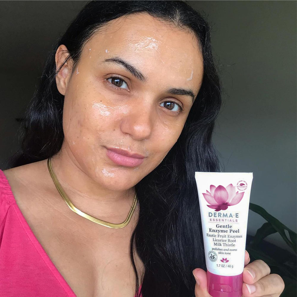 DERMA E Gentle Enzyme Peel texture swatch showing non-abrasive feel