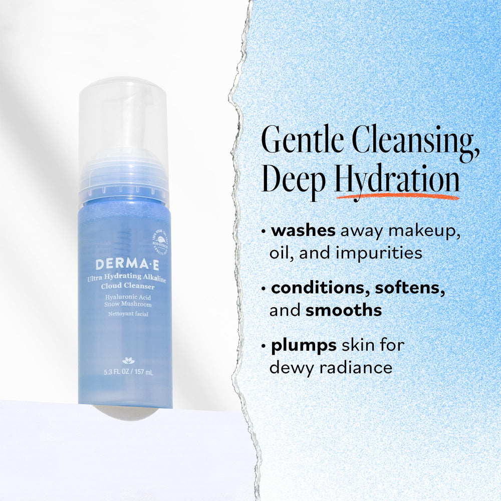 Derma E Hyaluronic Acid moisture splash emphasizes hydrating cleanse for parched skin.