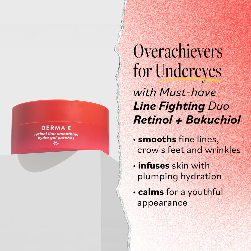 Derma E hydro gel eye patches close-up demonstrate moisture protection for delicate skin