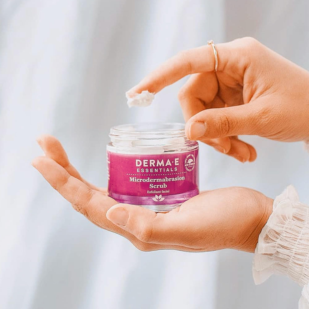 Derma E microdermabrasion scrub nourishing oils supporting moisturized exfoliation