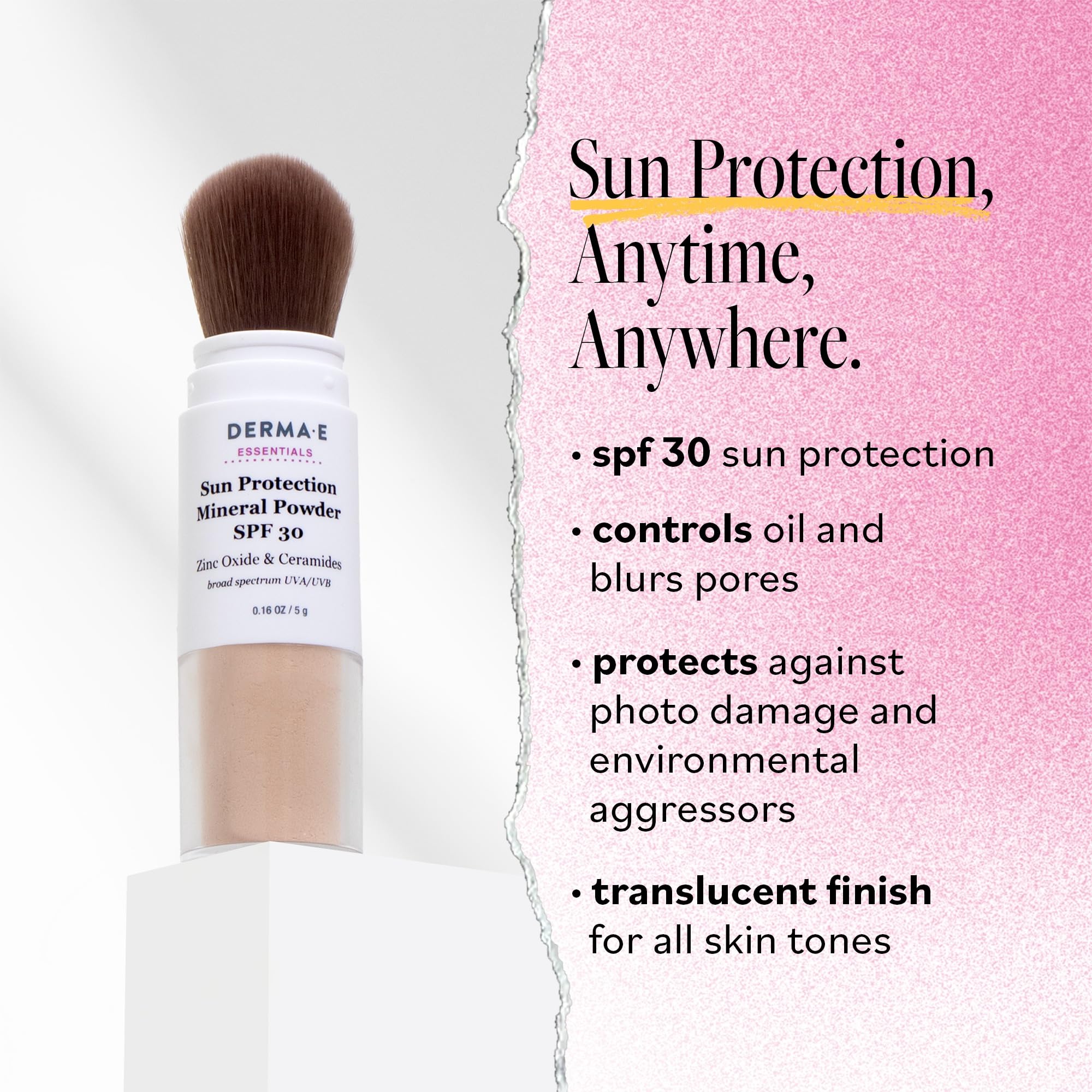 Derma E SPF 30 mineral sunscreen delivers translucent, shine-free coverage.