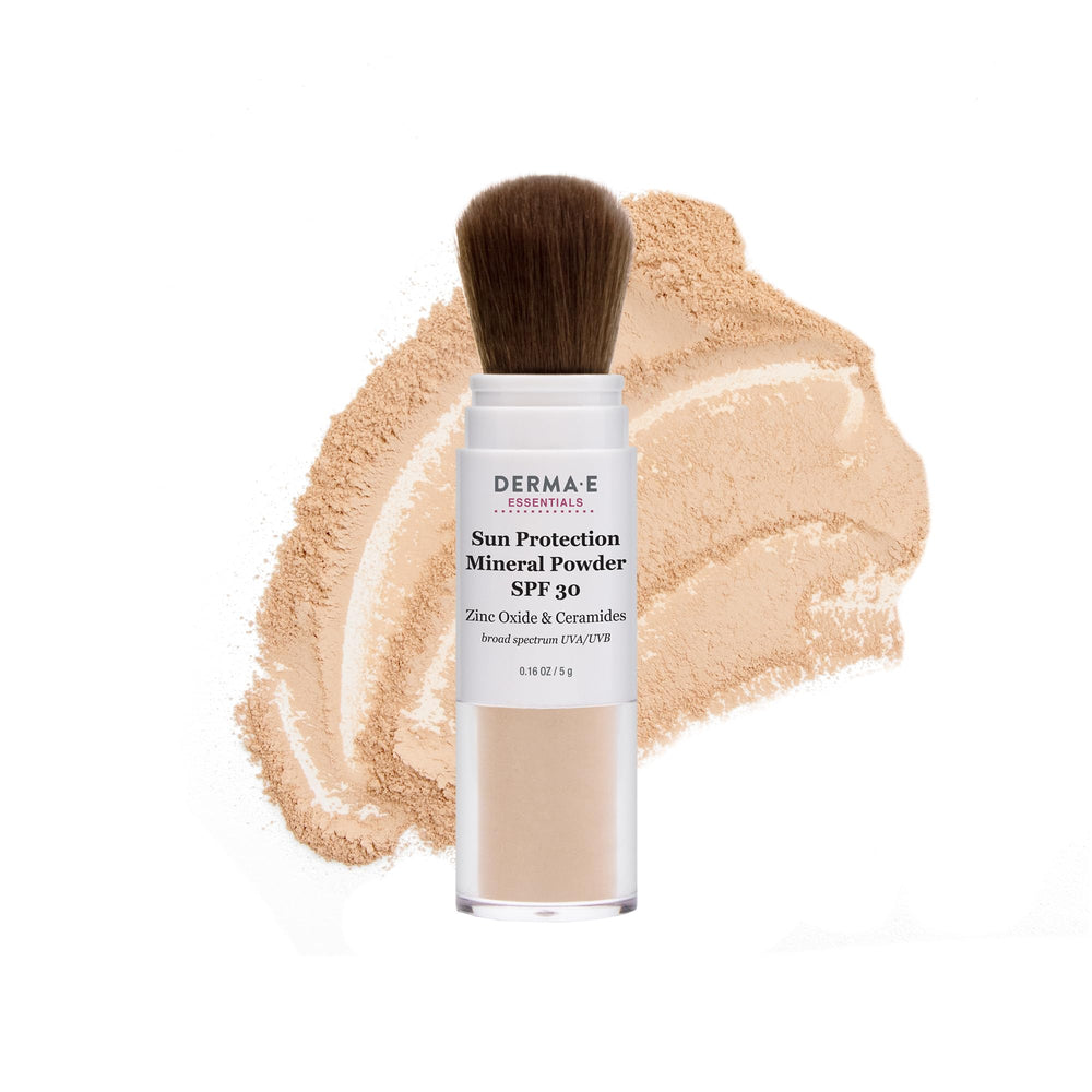 Derma E travel-friendly sunscreen powder for on-the-go protection.