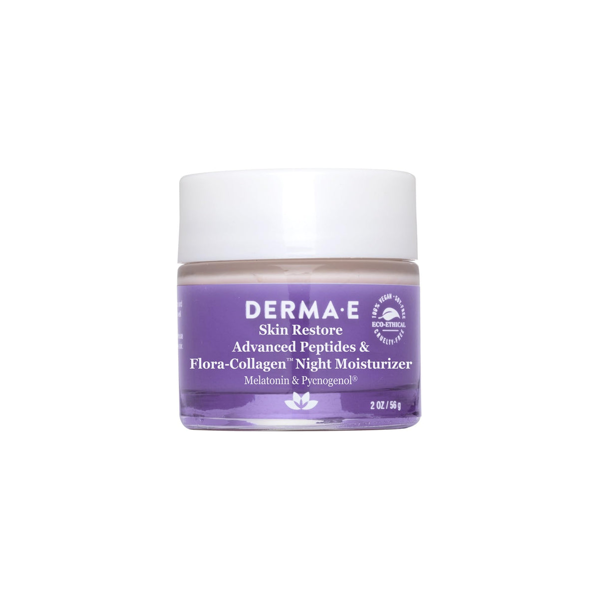 Derma E night moisturizer jar closeup showing creamy overnight hydration.