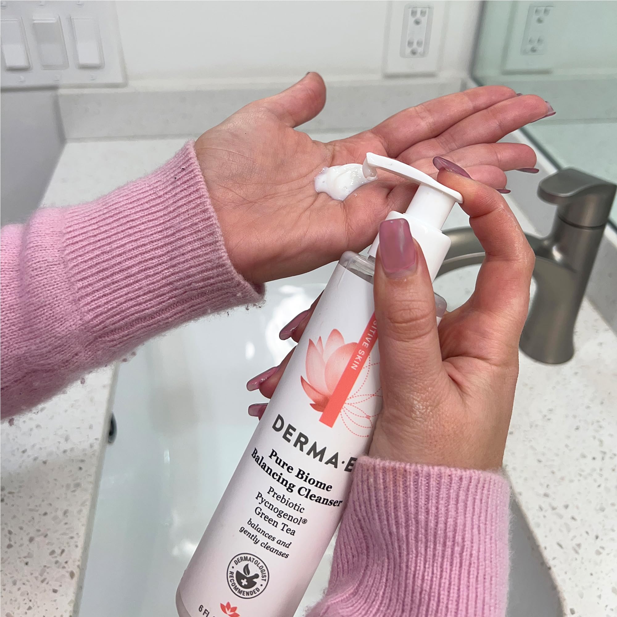 Derma E Pure Biome Balancing Cleanser skin radiance after cleansing for a refreshed look