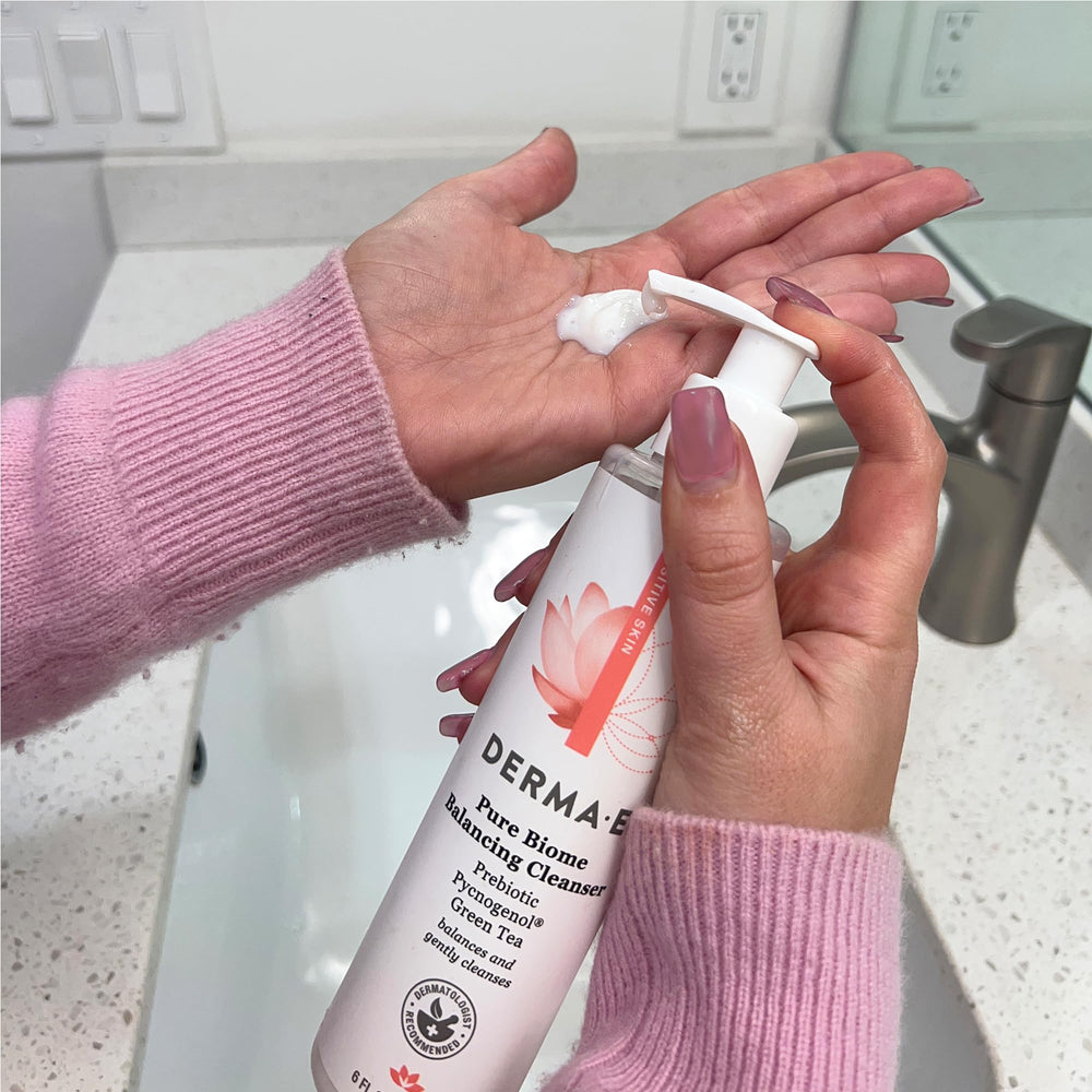 Derma E Pure Biome Balancing Cleanser skin radiance after cleansing for a refreshed look