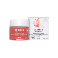 Derma E Pure Biome Balancing Cream tube showing soothing hydration for sensitive skin.