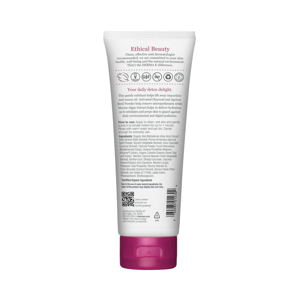 Derma E Purifying Daily Detox Scrub being applied for gentle exfoliation and fresh skin.