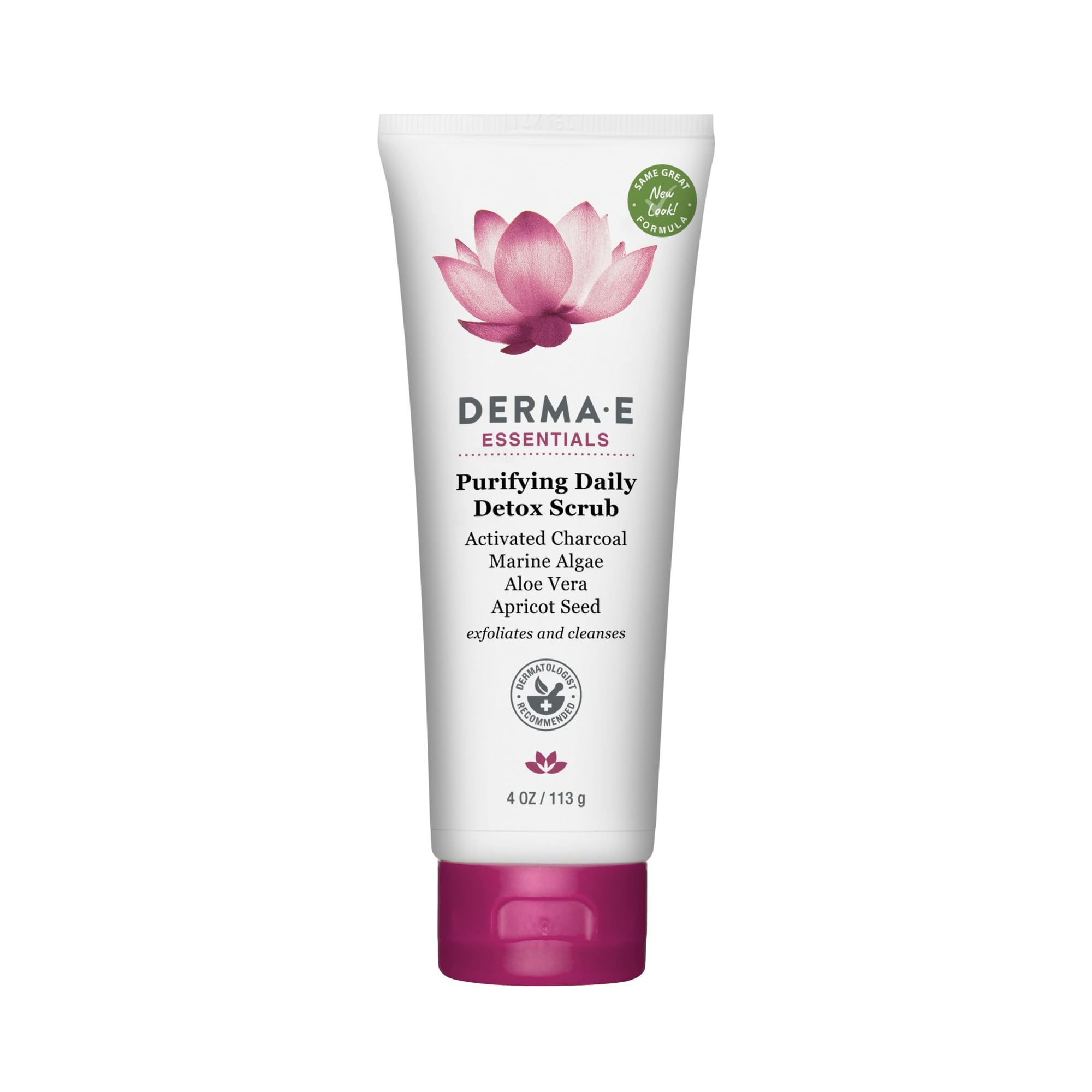 Derma E Purifying Daily Detox Scrub packaging shows vegan, cruelty-free daily detox care.