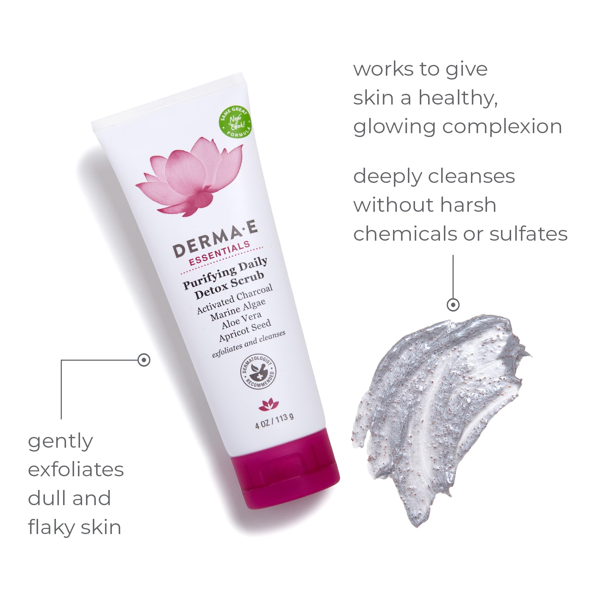 Derma E Purifying Daily Detox Scrub micro-particle action removes surface impurities.