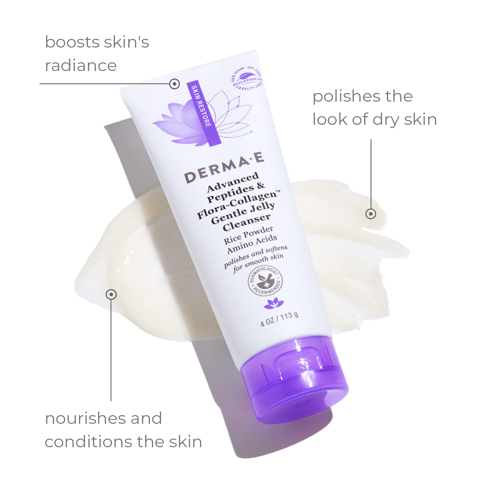 Derma E Rice Peptides boost hydration, improving elasticity and a plumper look