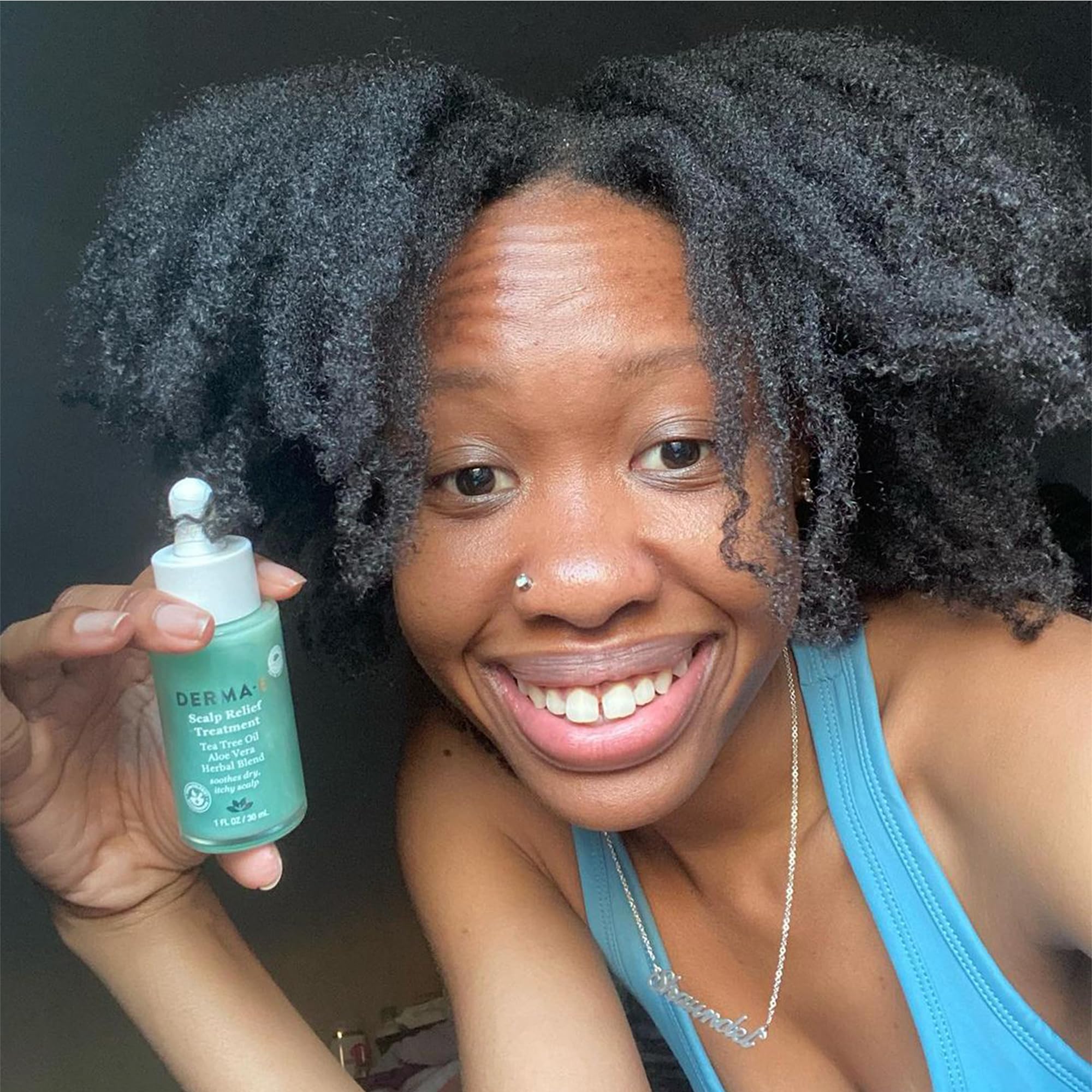 Derma E vegan cruelty-free label close-up highlights ethical scalp care