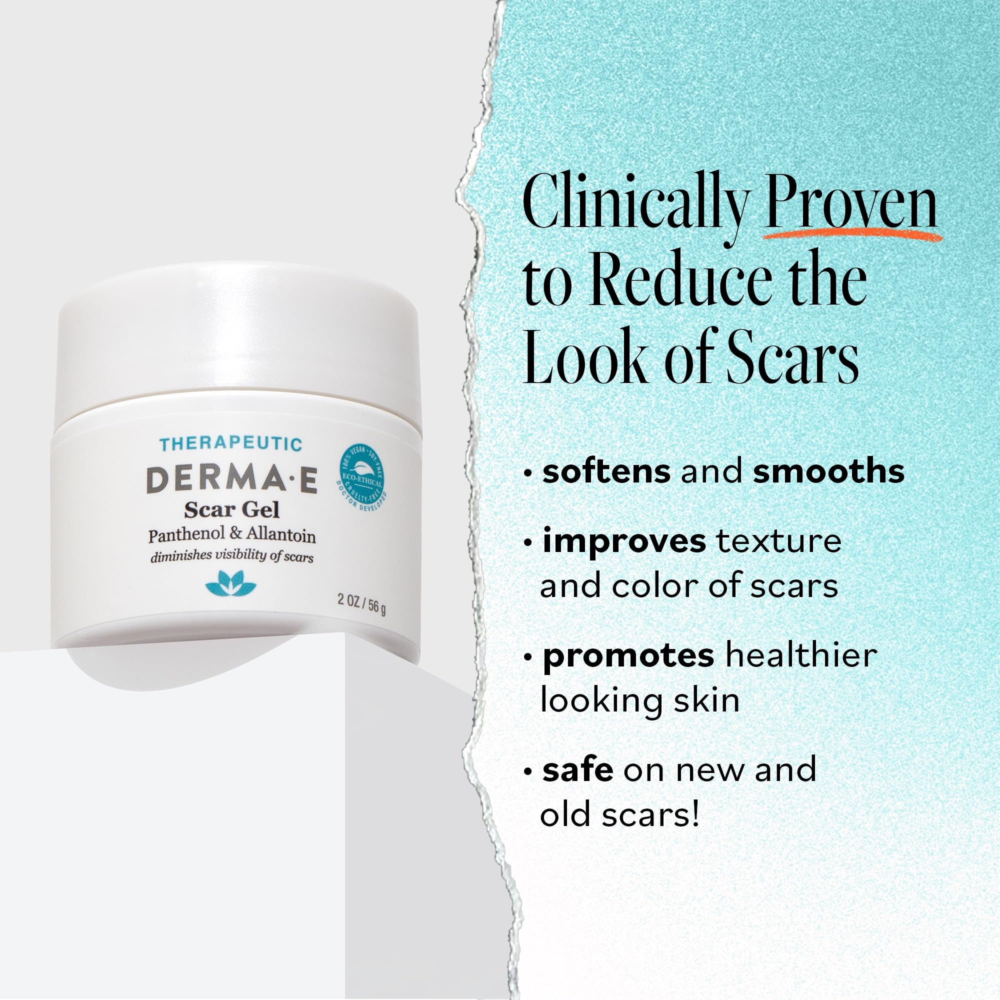 Derma E Scar Gel texture closeup showing hydrating gel.
