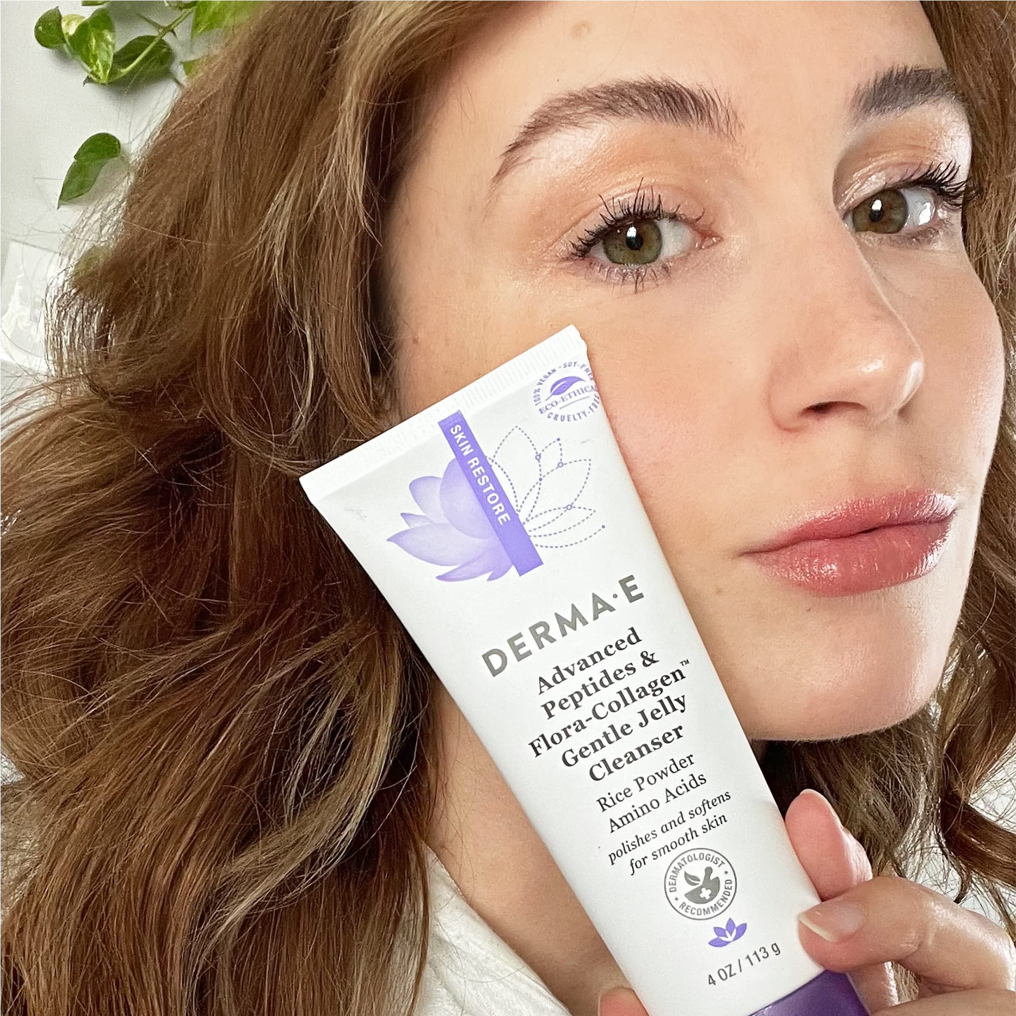 Derma E serum and moisturizer pairing beside cleanser hints at enhanced hydration