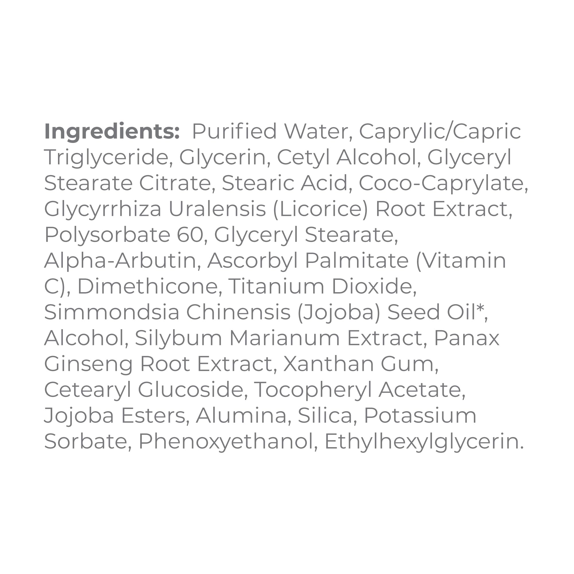 Derma E Skin Brightening Cream ingredients list featuring licorice and alpha-arbutin