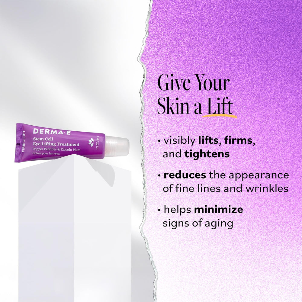 Derma E Stem Cell Lifting Eye Treatment ring finger application for gentle under-eye and upper lid care.