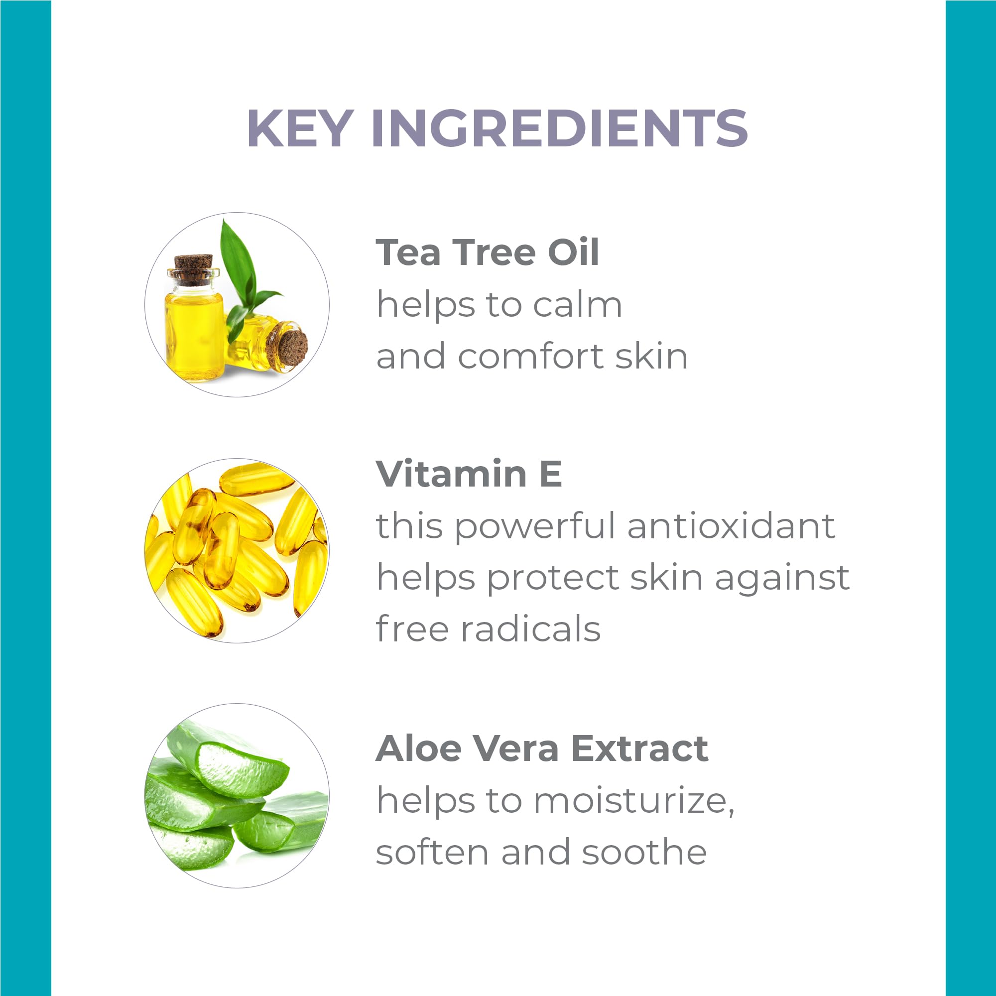 Close-up of Derma E label highlighting tea tree and vitamin E