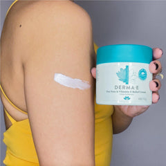 Creamy texture of Derma E relief cream for hydrated skin
